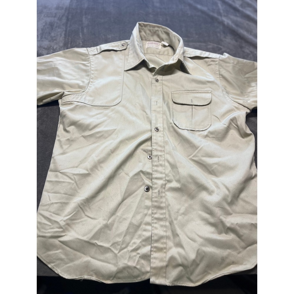 Lord Jeff Vintage Mens Button‎ Up Shirt Short Sleeve khaki tan safari  XL